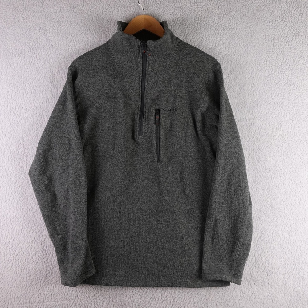 Simms Mens XL Gray Fleece Quarter Zip Pullover Sweater Fishing Jacket